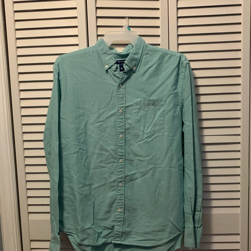 Slim fit old navy teal button down